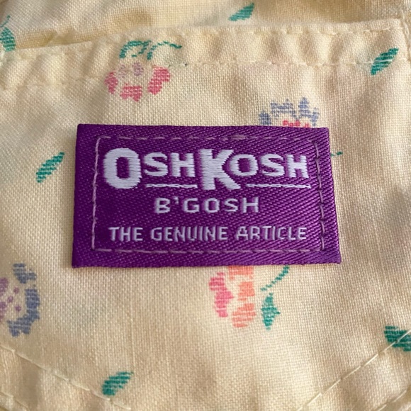 Vintage Oshkosh B'gosh Yellow Floral Pinafore Vestback Overall Dress 12 Mo. - Picture 3 of 12